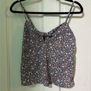 Pink Rose Gray Floral Camisole Top